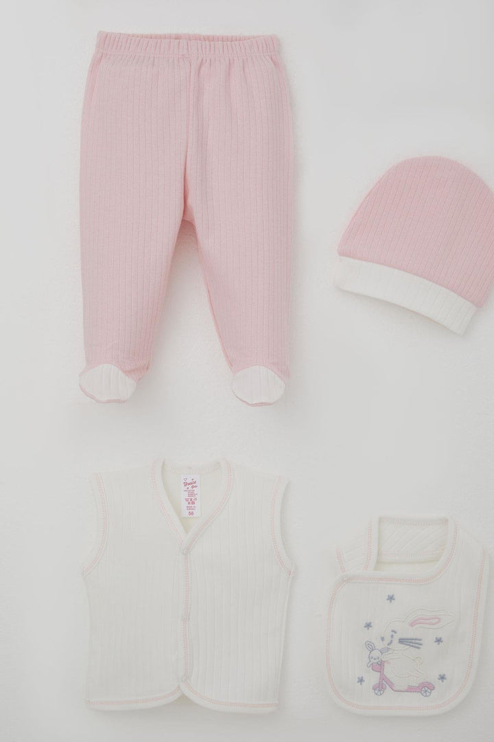 BRE Breeze Baby Girl Hospital Exit 8 Piece Scooter Fairy Kite Flying Bunny Embroidered 0-3 Months, White - Luton