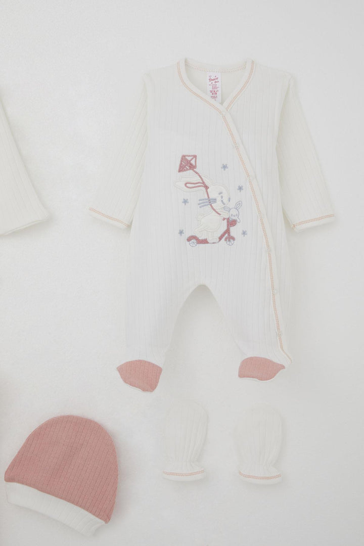 BRE Breeze Baby Girl Hospital Exit 8 Piece Scooter Fairy Kite Flying Bunny Embroidered 0-3 Months, Ecru - Reading