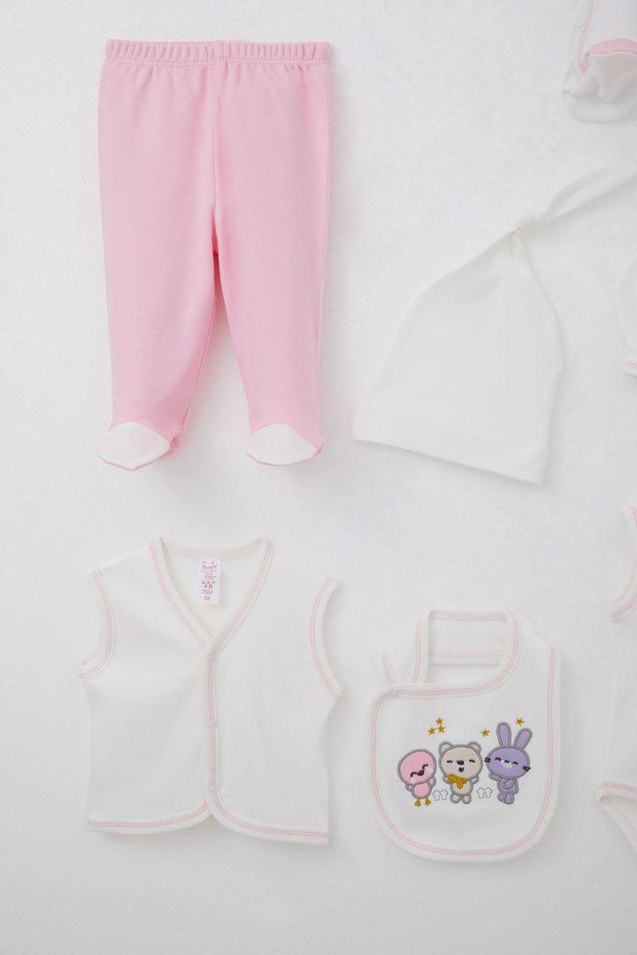 BRE Breeze Baby Girl Hospital Outfit 8 Cute Animals Embroidered 0-3 Months, Ecru - Newcastle under Lyme
