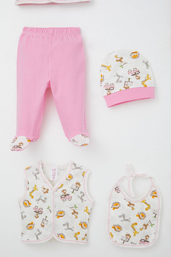 BRE Breeze Baby Girl Hospital Exit 8 Piece Safari Adventure Cute Animals Patterned 0-3 Months, Ecru - Kanasín