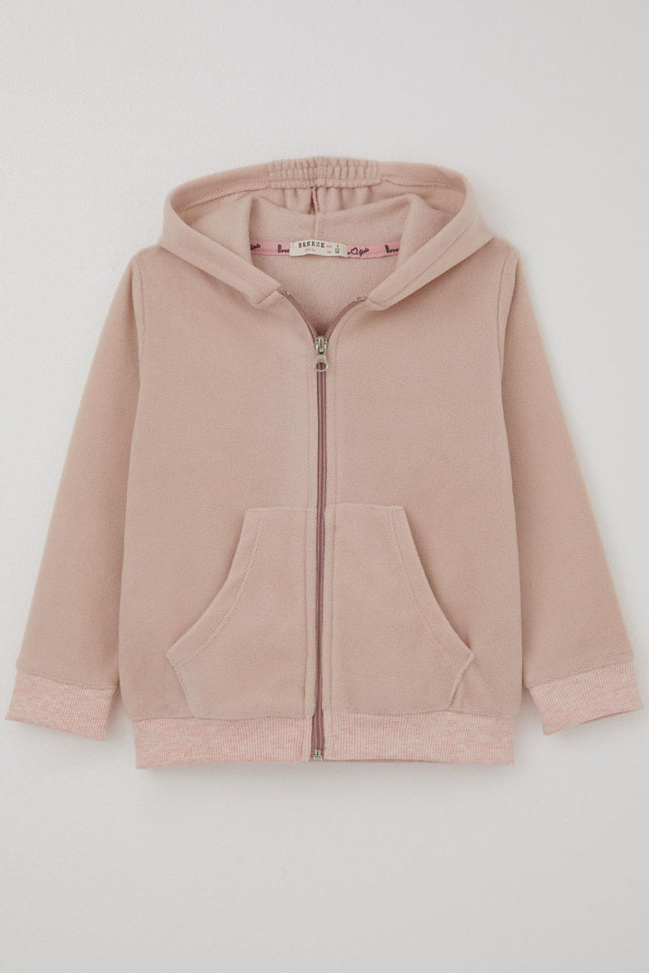 BRE Breeze Baby Girl Hooded Cardigan with Zipper 9 Months-3 Years, Powder - Soest