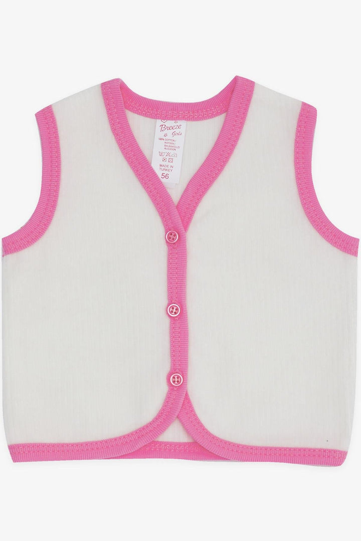 BRE Breeze Baby Girl Velvet Vest Buttoned 0-3 Months-9 Months, White - Alessandria