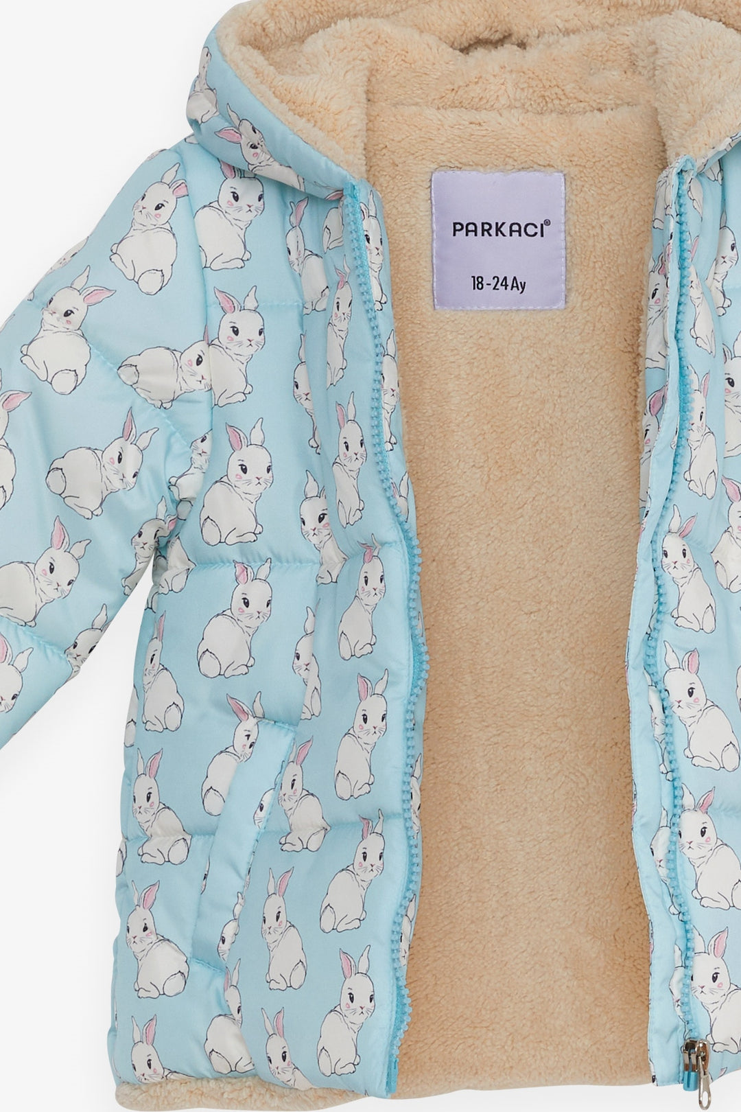 BRE Park Attendant Girl Baby Coat with Bunny Pattern 6 Months-2 Years, Baby Blue - La Quinta
