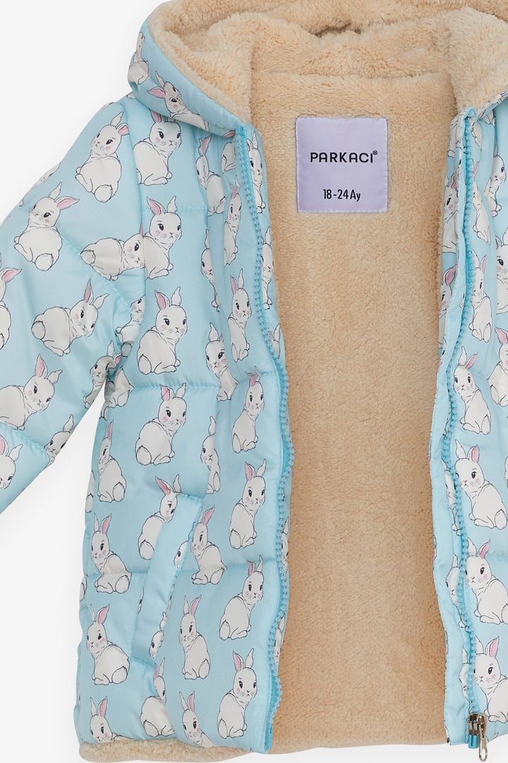 BRE Park Attendant Girl Baby Coat with Bunny Pattern 6 Months-2 Years, Baby Blue - La Quinta