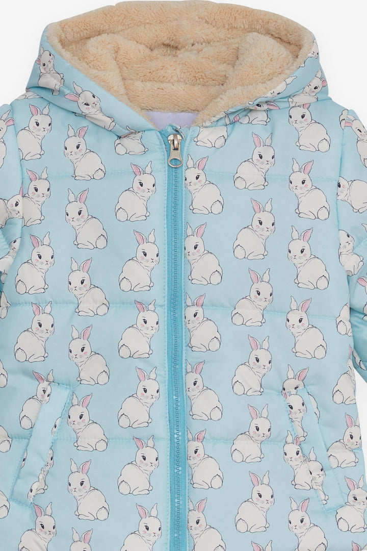 BRE Park Attendant Girl Baby Coat with Bunny Pattern 6 Months-2 Years, Baby Blue - La Quinta