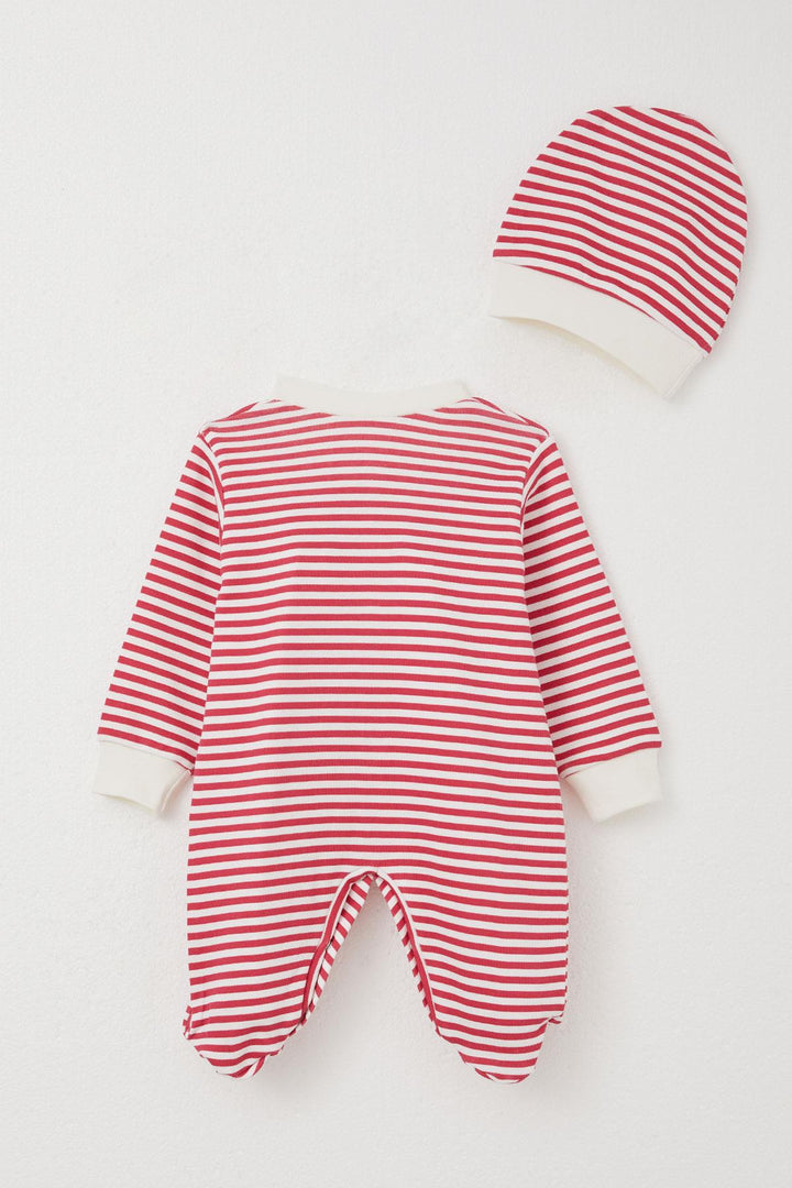BRE Breeze Baby Girl Romper with Booties Bear Embroidery Striped 0-6 Months, Fuchsia - Southall