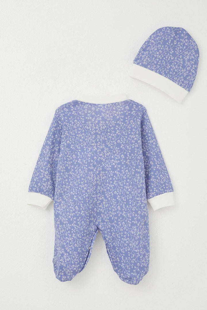 BRE Breeze Baby Girl Romper with Socks Flower Patterned 0-6 Months, Blue - Bishops Stortford