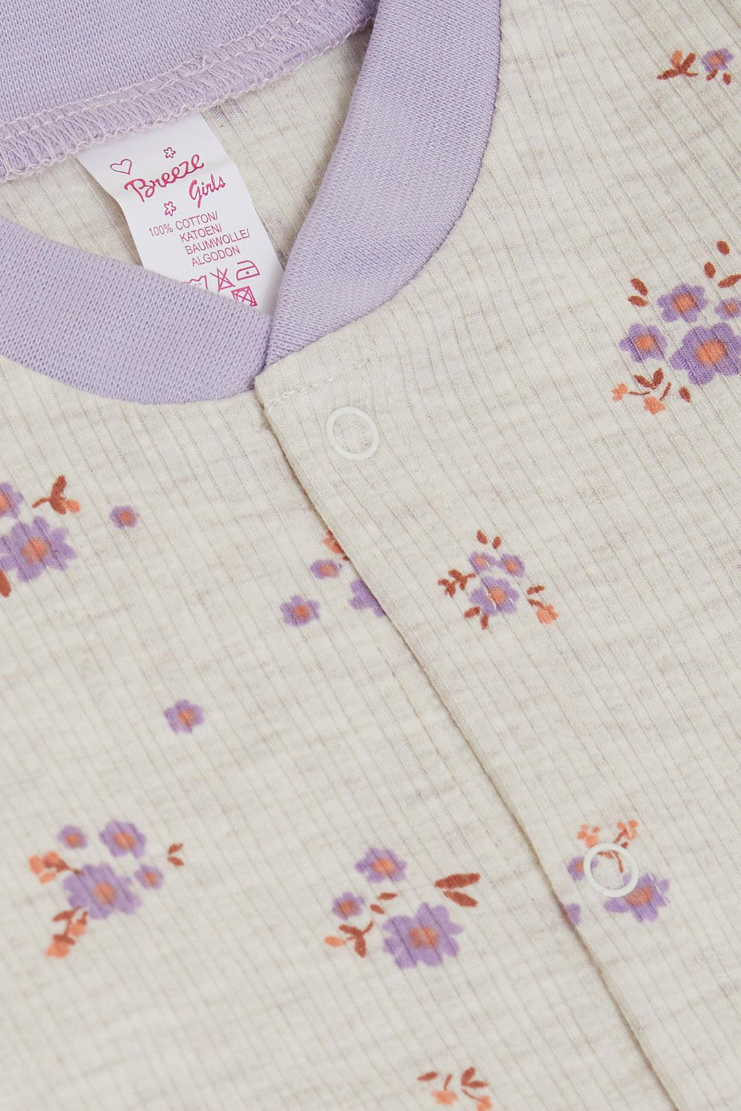 BRE Breeze رومبير للفتيات الصغيرات مع جوارب منقوشة بالزهور 0-6 أشهر، بيج ميلانج - جوسلار