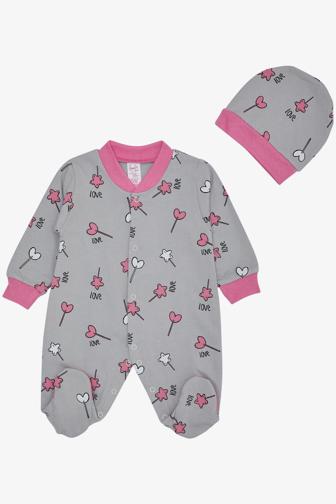 BRE Breeze Baby Girl Romper with Socks Candy Patterned 0-6 Months, Gray - A Coruña