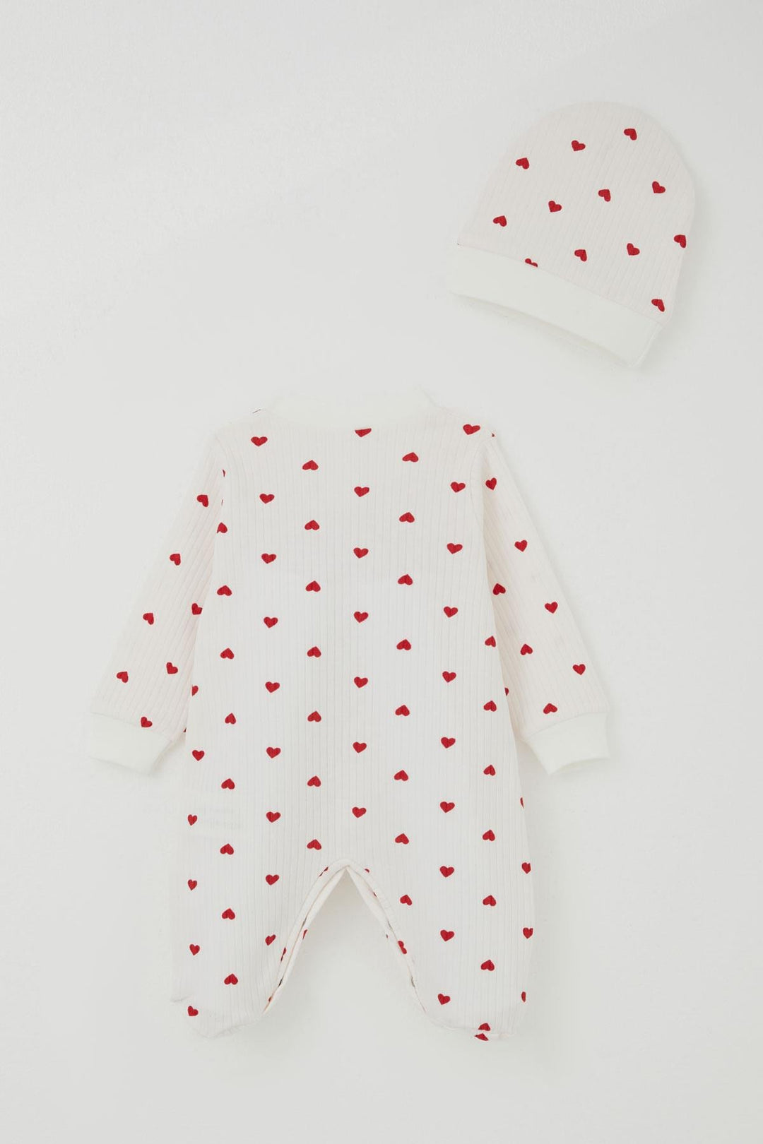 BRE Breeze Baby Girl Romper with Socks Heart Patterned 0-6 Months, Ecru - Estero