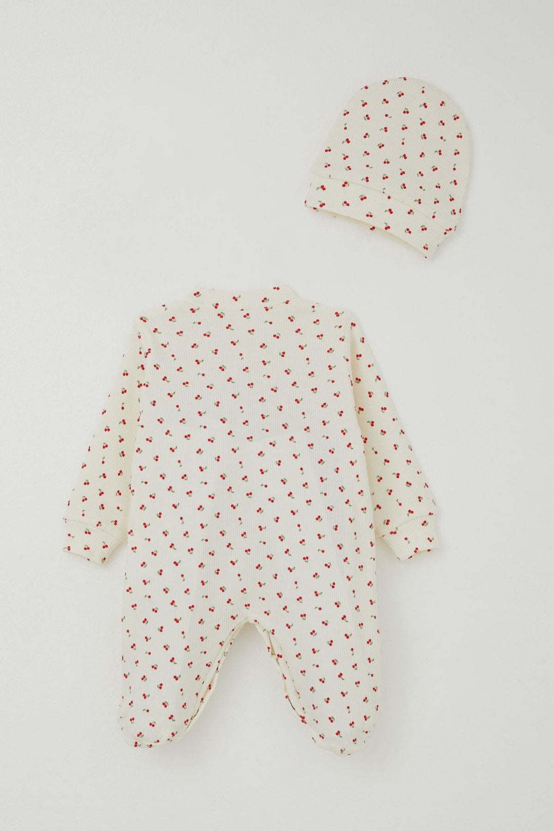 BRE Breeze Baby Girl Romper with Socks Cherry Garden 0-6 Months, Cream - Augusta