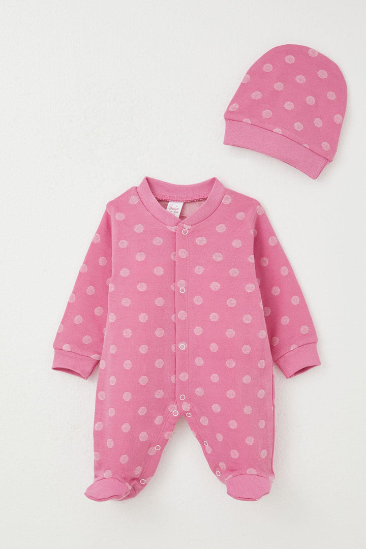 BRE Breeze Baby Girl Romper with Socks Polka Dot 0-6 Months, Pink - Oswego