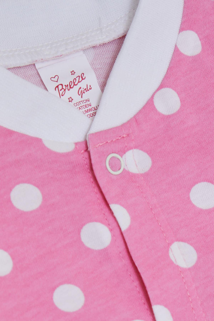 BRE Breeze Baby Girl Romper with Socks Polka Dot Pattern 0-6 Months, Pink - Mugnano di Napoli