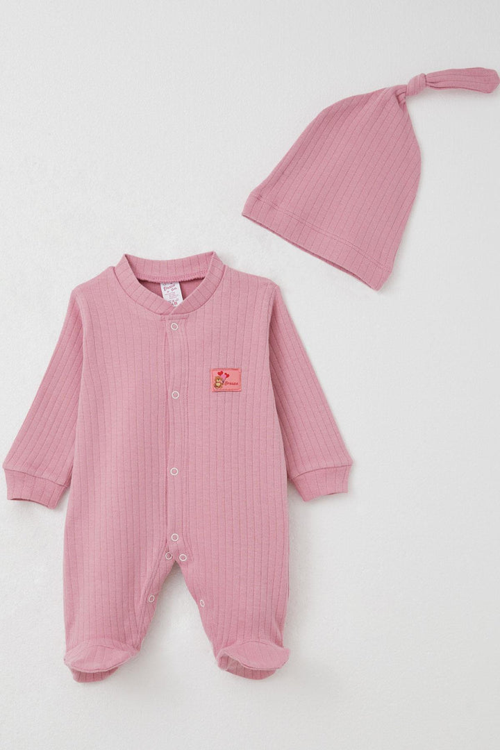 BRE Breeze Baby Girl Romper with Socks Cute Bear Embroidery 0-6 Months, Pink - La Orotava
