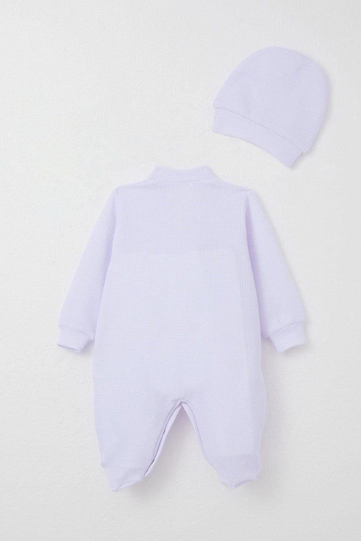 BRE Breeze Baby Girl Romper with Socks Cute Bunny Embroidery 0-6 Months, Light Purple - Barri