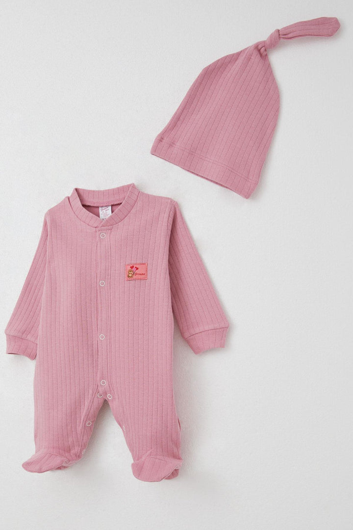 BRE Breeze Baby Girl Romper with Socks Cute Bear Embroidery 0-6 Months, Pink - La Orotava