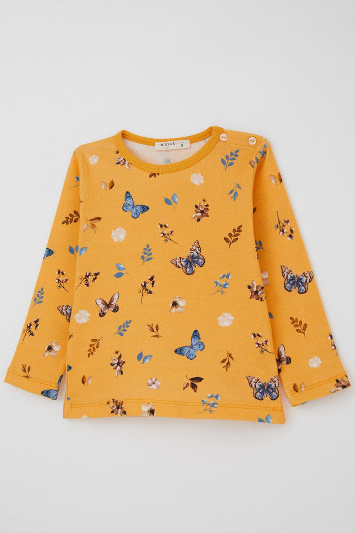 BRE Baby (Breeze) Girl Baby Pajama Set Spring Themed Butterfly Dream 9 Months-3 Years, Yellow - Monclova