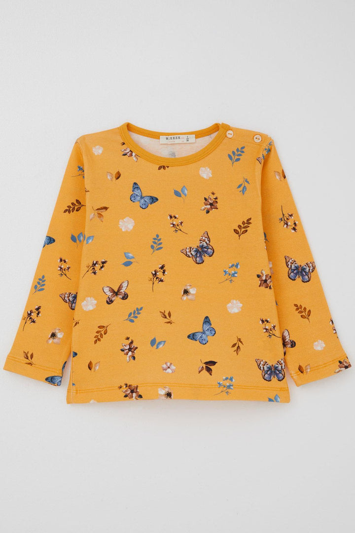 BRE Baby (Breeze) Girl Baby Pajama Set Spring Themed Butterfly Dream 9 Months-3 Years, Yellow - Monclova
