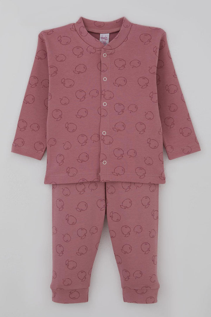 BRE Breeze Kız Bebek Pijama Takımı Elma Bahçesi Önden Çıtçıtlı 4 Ay Yaş, Gülkurusu - Mansfield