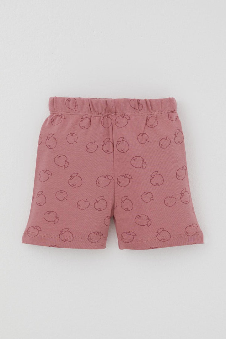 BRE Breeze Kız Bebek Pijama Takımı Elma Desenli Önden Düğmeli 4 Ay - 1 Yaş , Gülkurusu - Gandía