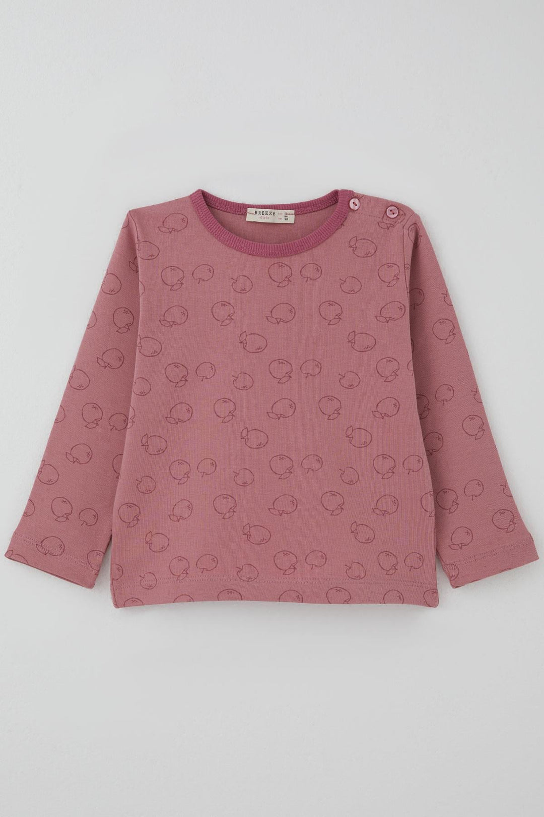 BRE Breeze Kız Bebek Pijama Takımı Elma Desenli 9 Ay-3 Yaş, Gülkurusu - Waterloo