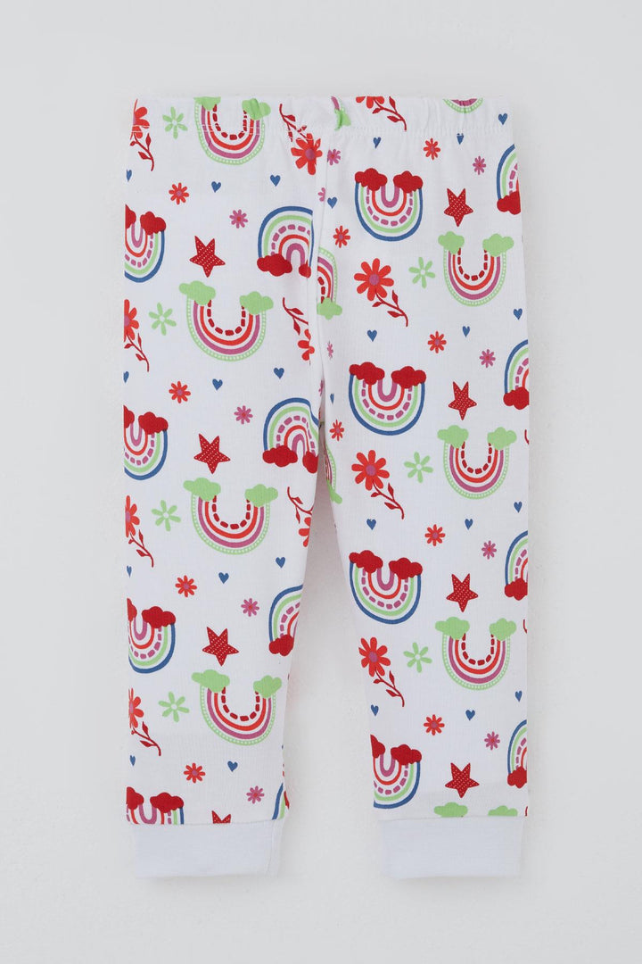 BRE Breeze Kız Bebek Pijama Takımı Gökkuşağı Masalı Çiçek Desenli 4 Ay Yaş, Beyaz - Scandicci