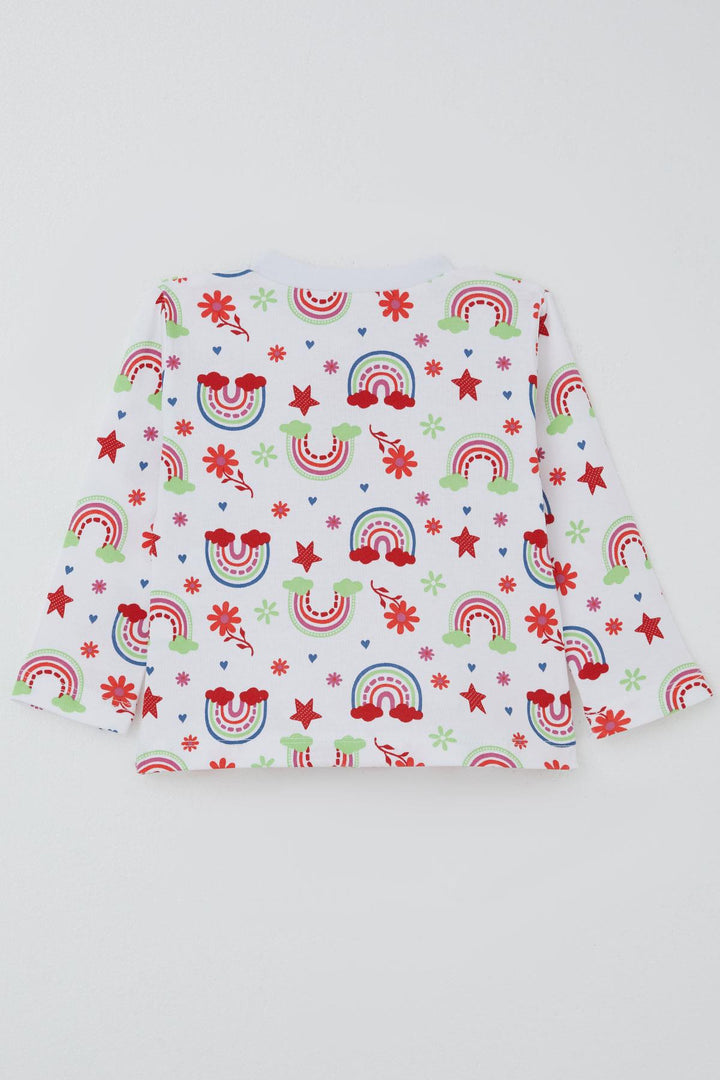 BRE Breeze Kız Bebek Pijama Takımı Gökkuşağı Masalı Çiçek Desenli 4 Ay Yaş, Beyaz - Scandicci
