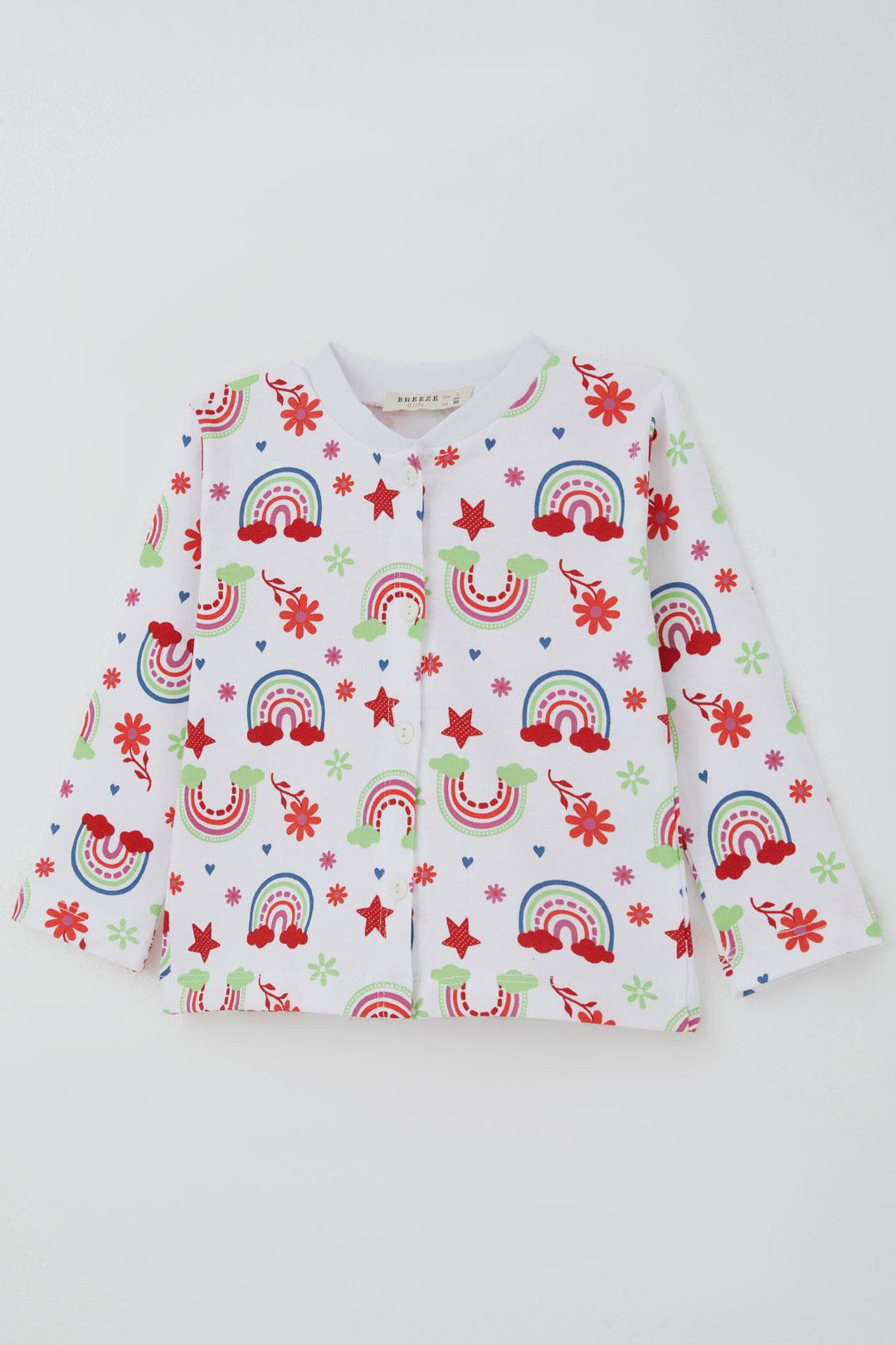BRE Breeze Kız Bebek Pijama Takımı Gökkuşağı Masalı Çiçek Desenli 4 Ay Yaş, Beyaz - Scandicci
