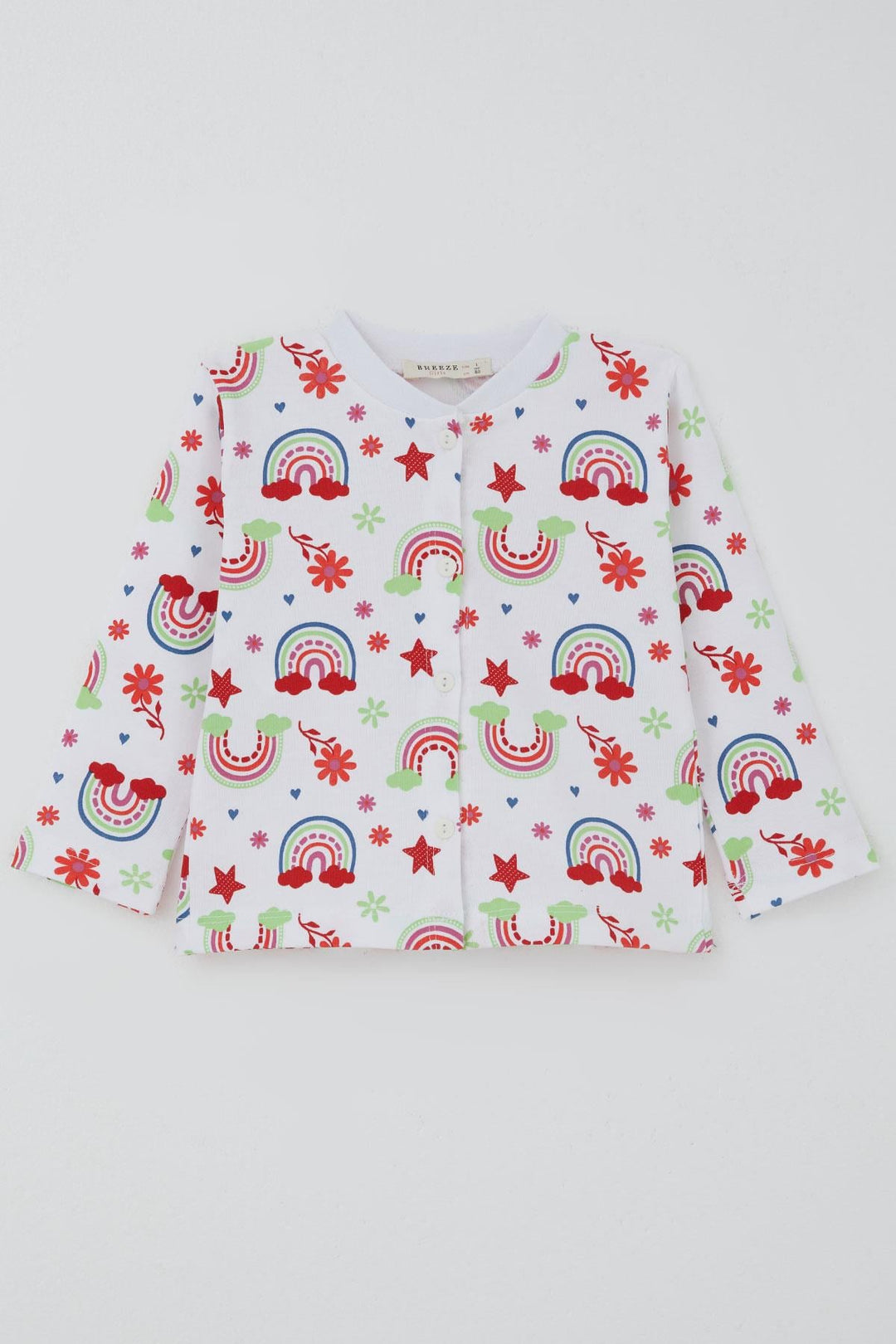 BRE Breeze Kız Bebek Pijama Takımı Gökkuşağı Masalı Çiçek Desenli 4 Ay Yaş, Beyaz - Scandicci