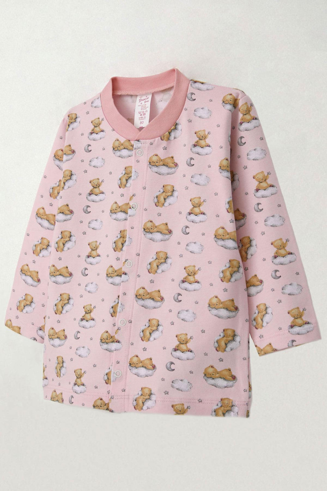 BRE Breeze Baby Girl Pajama Set Sky Themed Dreamy Bear Patterned 4 Months Year, Pink - Maroúsi