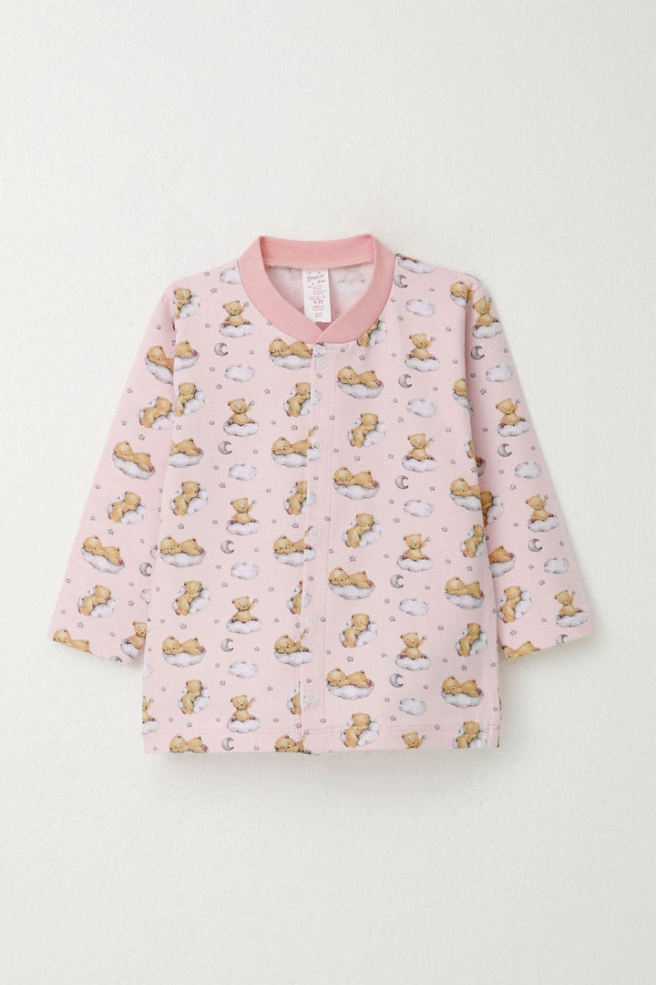 BRE Breeze Baby Girl Pajama Set Sky Themed Dreamy Bear Patterned 4 Months Year, Pink - Maroúsi