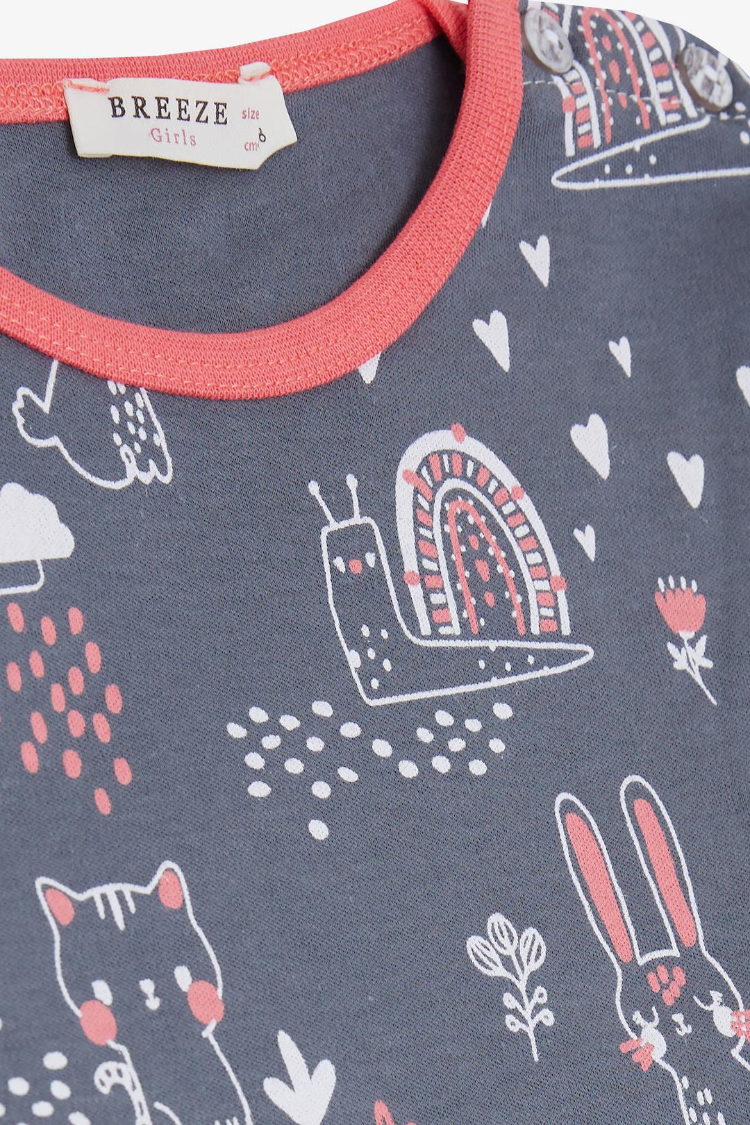 BRE Breeze Girl Baby Pajama Set Animal Pattern Nature Themed 9 Months-3 Years, Smoke Gray - Almelo