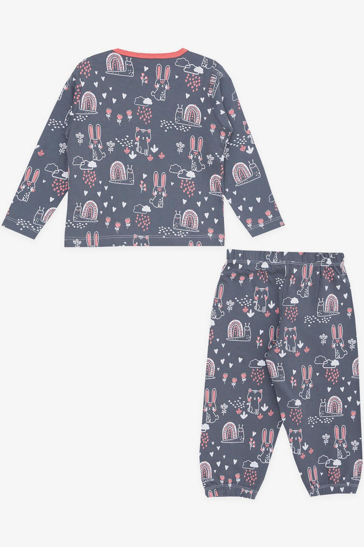 BRE Breeze Girl Baby Pajama Set Animal Pattern Nature Themed 9 Months-3 Years, Smoke Gray - Almelo