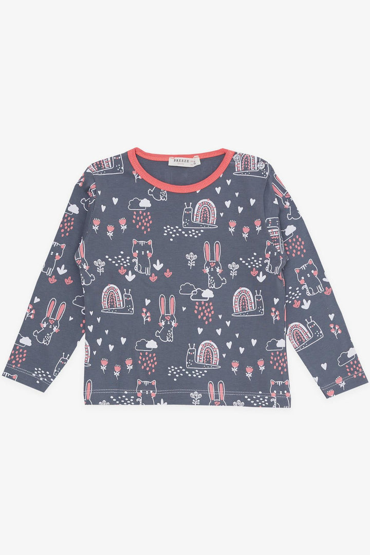 BRE Breeze Girl Baby Pajama Set Animal Pattern Nature Themed 9 Months-3 Years, Smoke Gray - Almelo