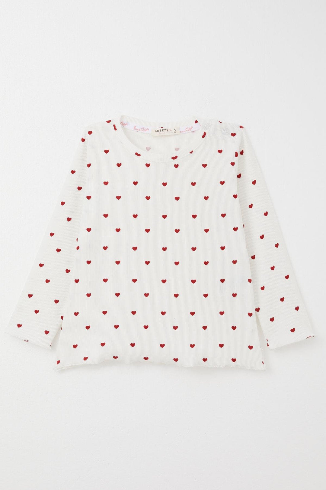 BRE Breeze Girl Baby Pyjama Set Heart Patterned 9 Months-3 Years, Ecru - Las Palmas
