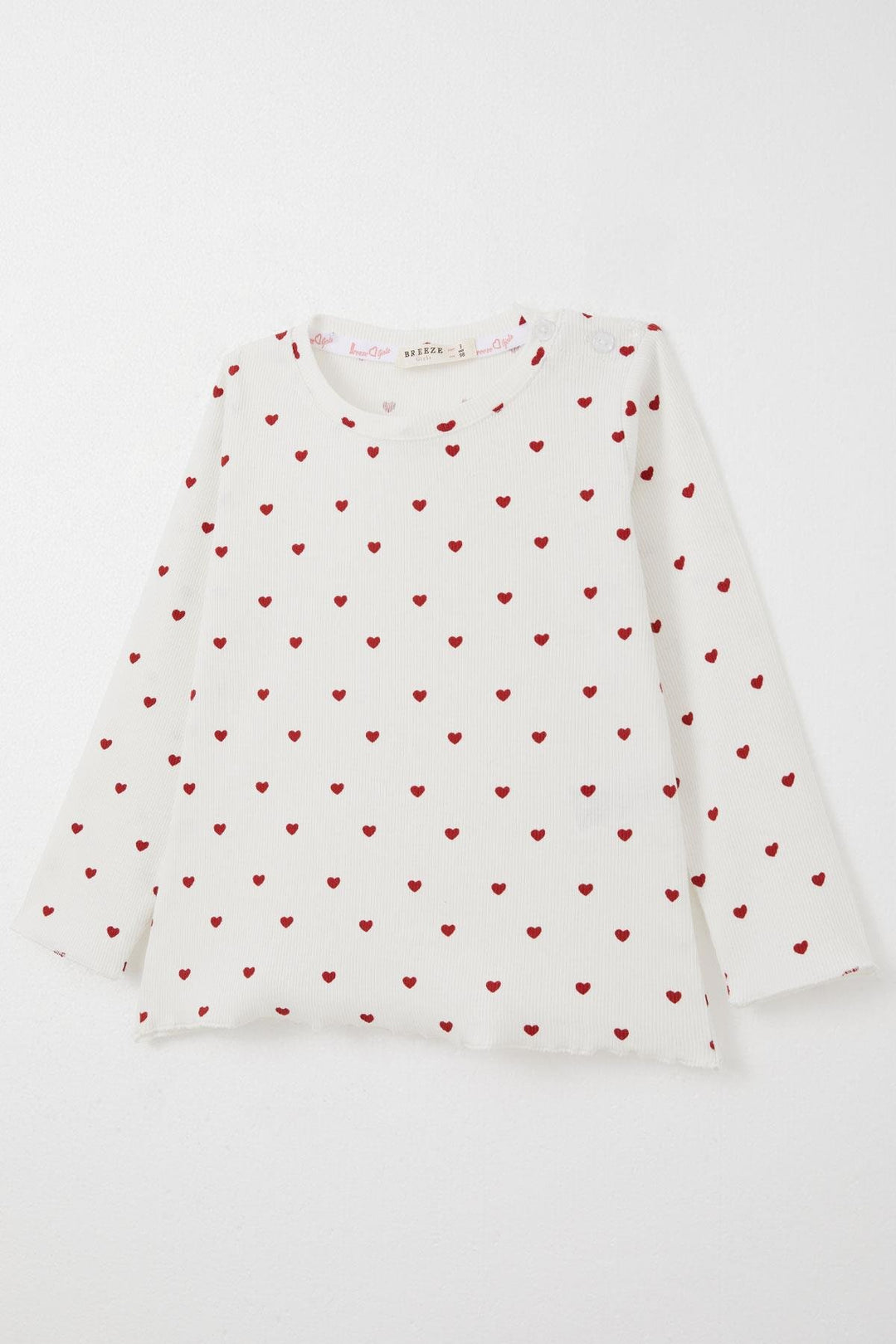 BRE Breeze Girl Baby Pyjama Set Heart Patterned 9 Months-3 Years, Ecru - Las Palmas
