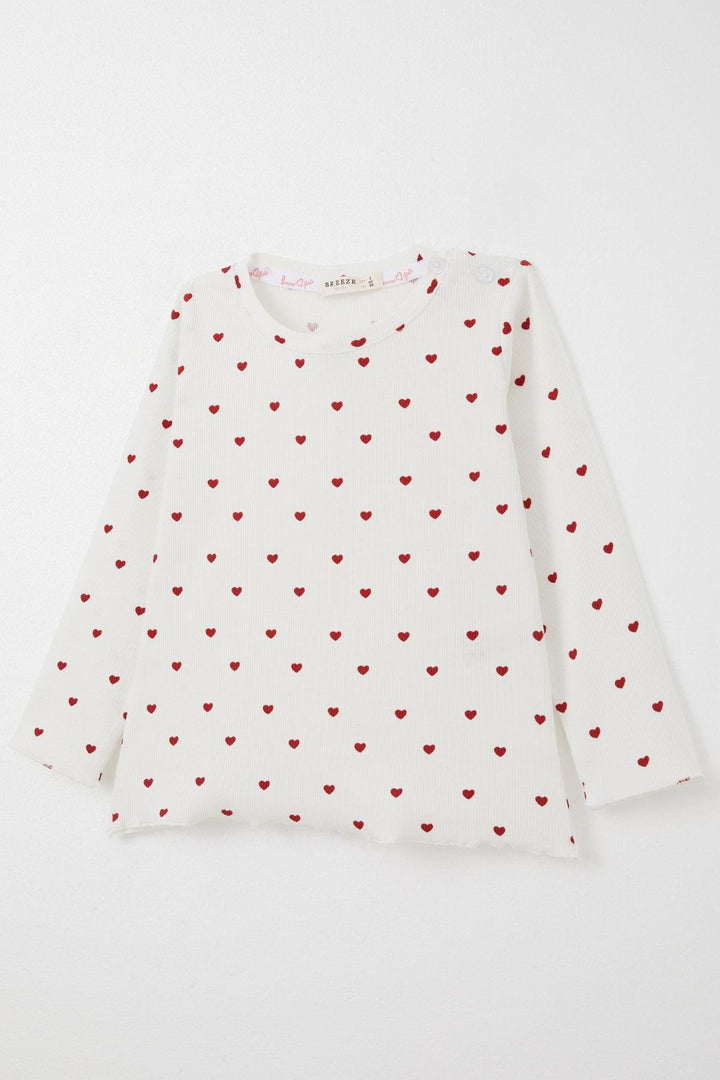 BRE Breeze Girl Baby Pyjama Set Heart Patterned 9 Months-3 Years, Ecru - Las Palmas