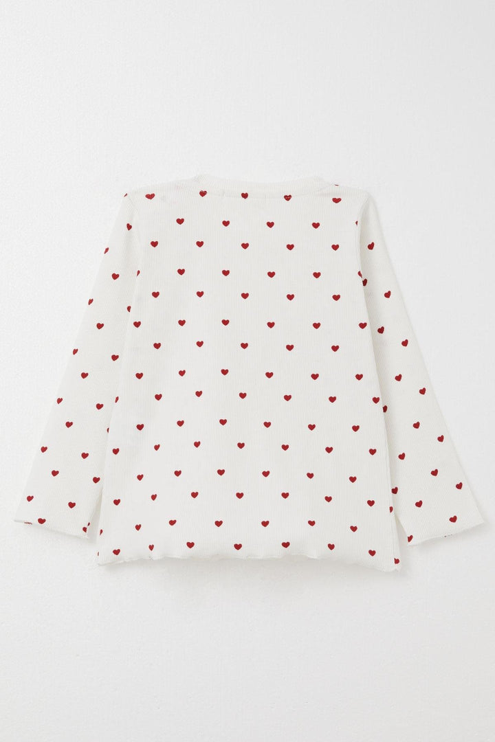 BRE Breeze Girl Baby Pyjama Set Heart Patterned 9 Months-3 Years, Ecru - Las Palmas