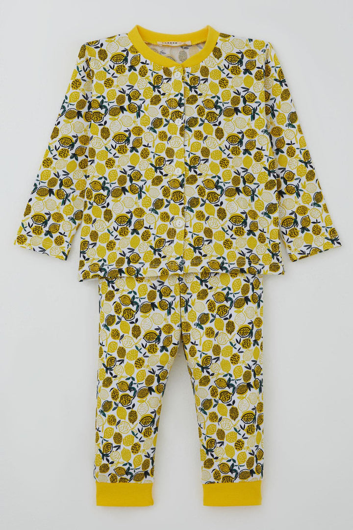 BRE Breeze Kız Bebek Pijama Takımı Limon Bahçesi 4 Ay Yaş, Sarı - Boca Raton