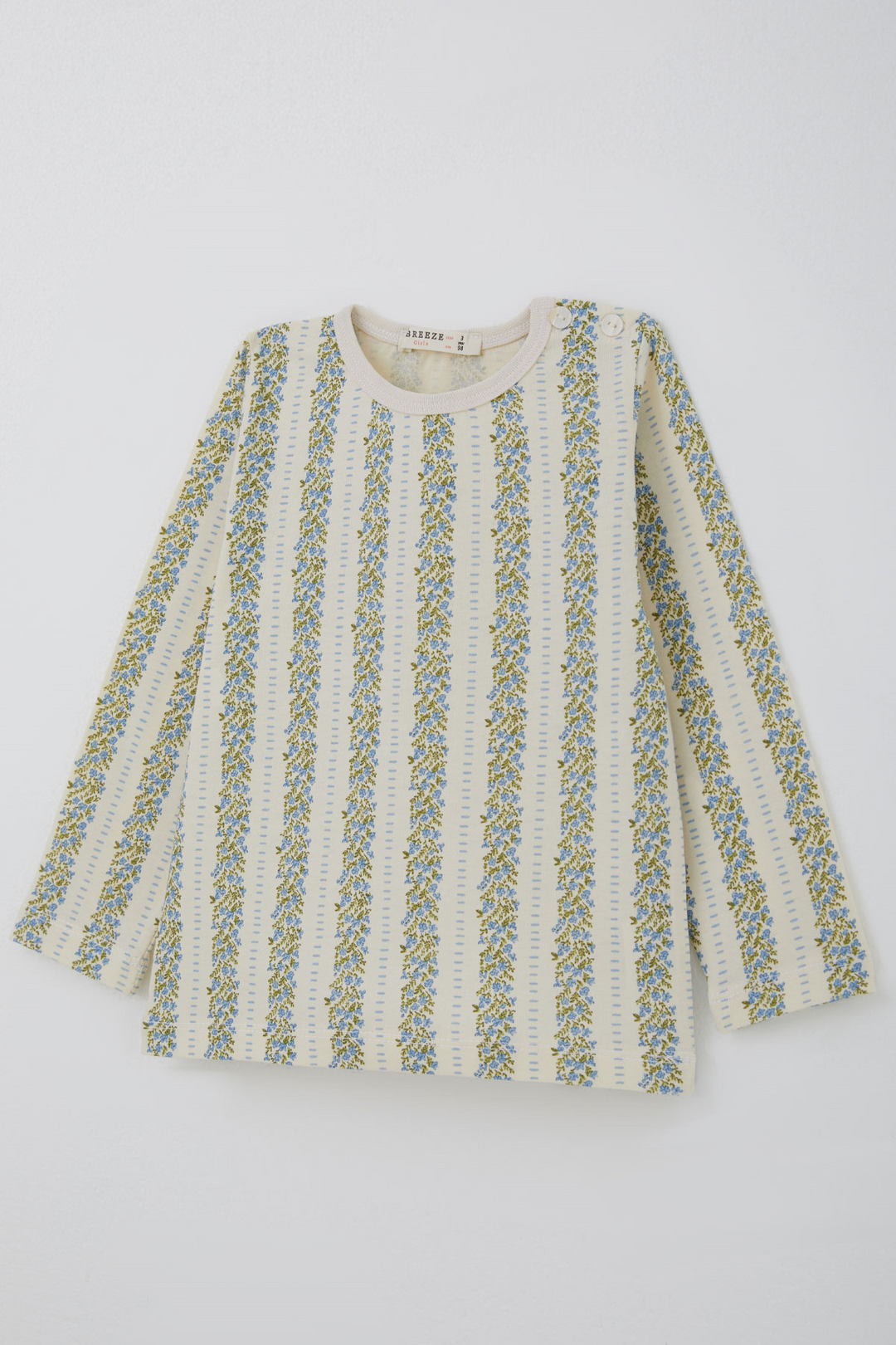 BRE Breeze Kız Bebek Pijama Takımı Mavi Floral Çiçek Desenli Şeritli 9 Ay - 3 Yaş , Ekru - Rohnert Park