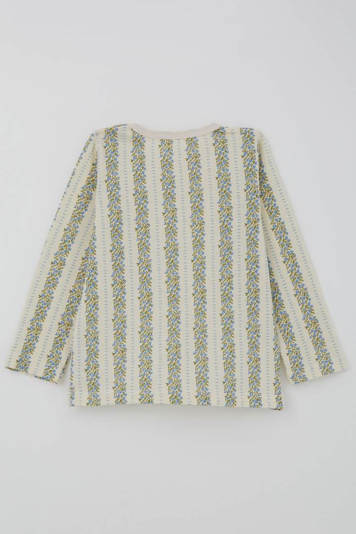 BRE Breeze Kız Bebek Pijama Takımı Mavi Floral Çiçek Desenli Şeritli 9 Ay - 3 Yaş , Ekru - Rohnert Park
