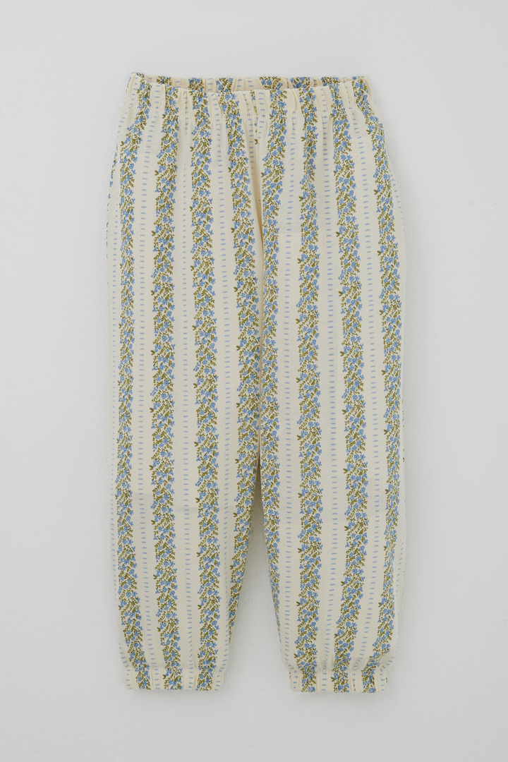 BRE Breeze Kız Bebek Pijama Takımı Mavi Floral Çiçek Desenli Şeritli 9 Ay - 3 Yaş , Ekru - Rohnert Park
