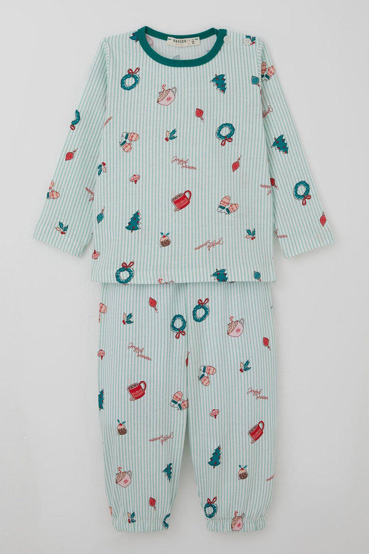 BRE Breeze Girl Baby Pajama Set Cheerful Season Christmas Themed 9 Months-3 Years, Aqua Green - Poltava