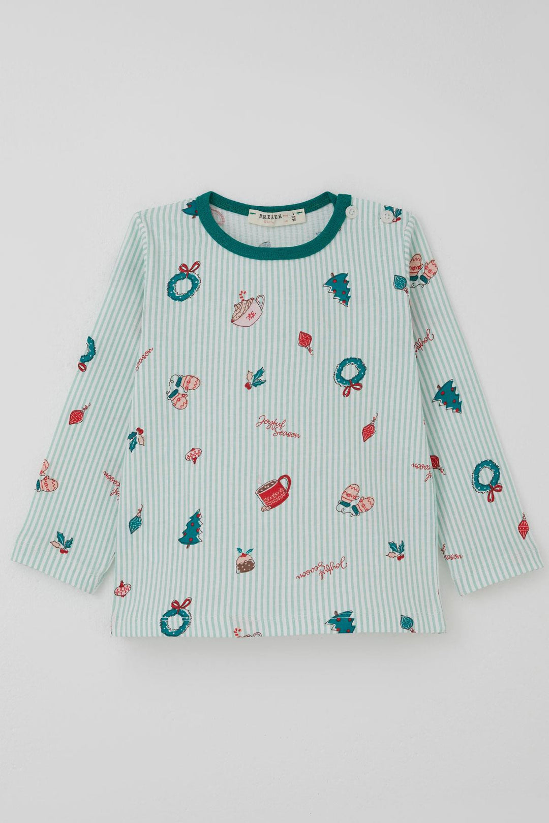 BRE Breeze Girl Baby Pajama Set Cheerful Season Christmas Themed 9 Months-3 Years, Aqua Green - Poltava
