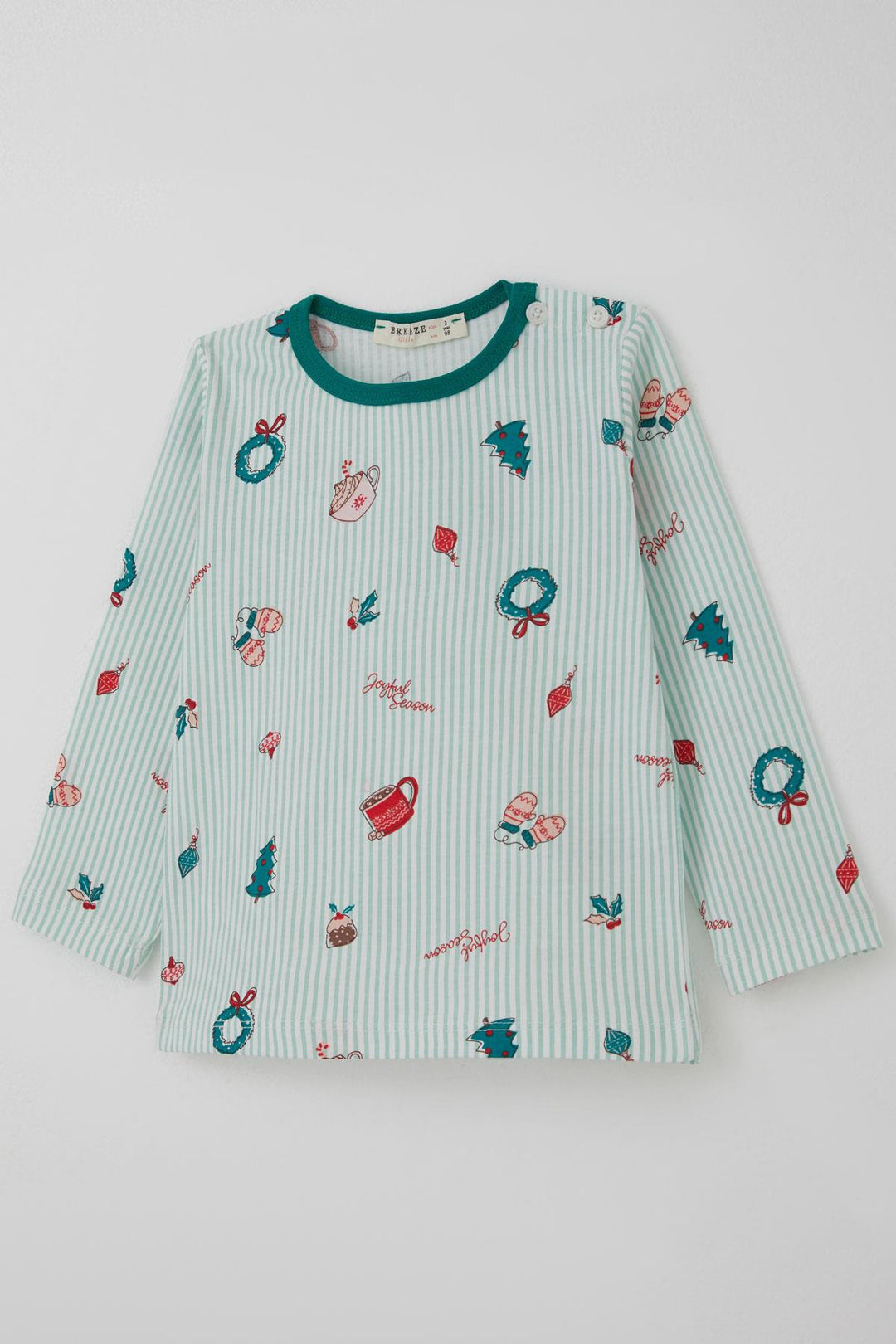 BRE Breeze Girl Baby Pajama Set Cheerful Season Christmas Themed 9 Months-3 Years, Aqua Green - Poltava