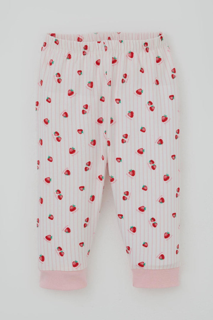 BRE Breeze Kız Bebek Pijama Takımı Omuzdan Patlı Çilek Desenli 4 Ay Yaş, Ekru - San Antonio Abad