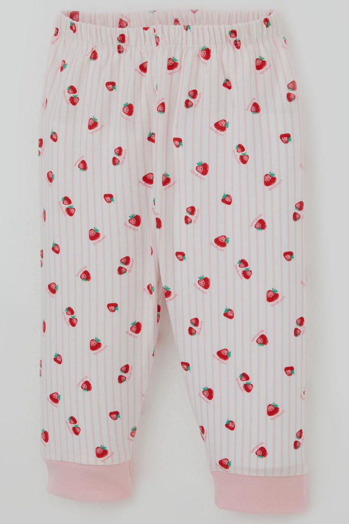 BRE Breeze Kız Bebek Pijama Takımı Omuzdan Patlı Çilek Desenli 4 Ay Yaş, Ekru - San Antonio Abad
