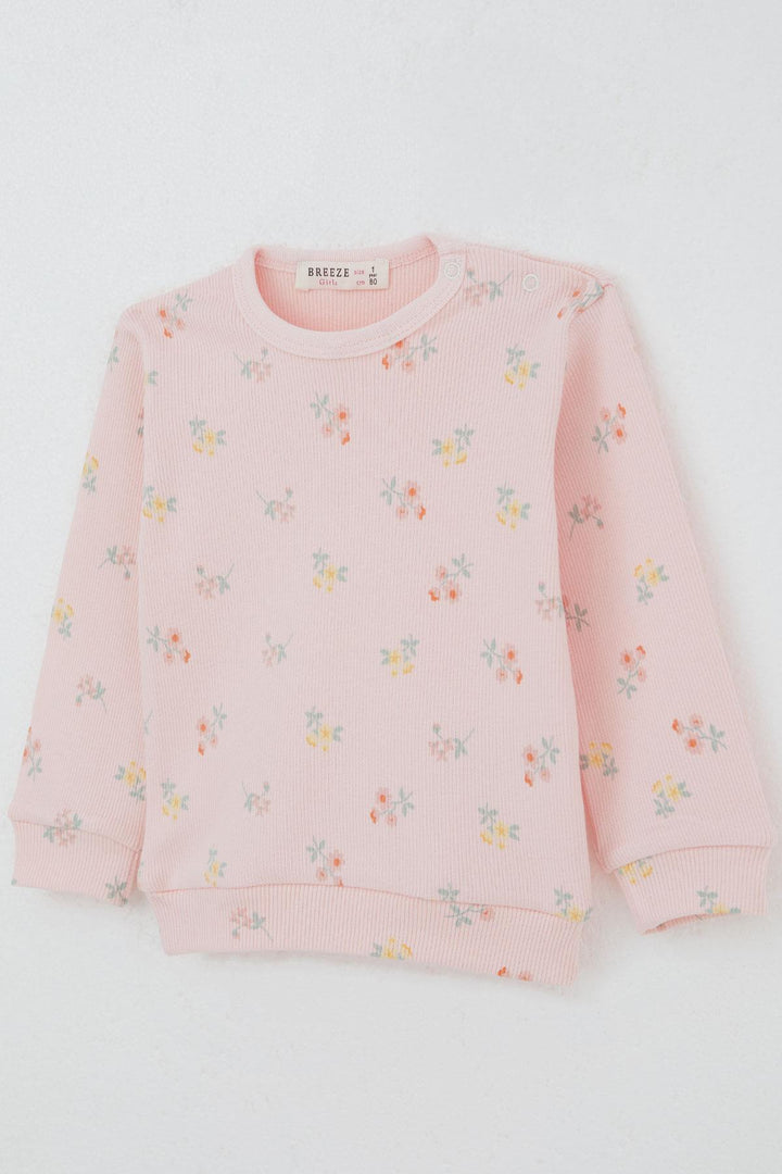BRE Breeze Baby Girl Pajama Set with Shoulder Button Colorful Flower Patterned 4 Months Year, Pink - San Vicente de Baracaldo