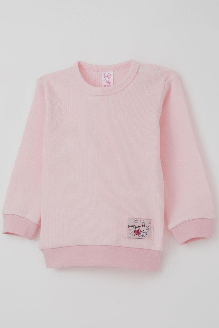 BRE Breeze Baby Girl Pajama Set with Shoulder Snap Cute Little Bunny Embroidery 4 Months Year, Pink - New Berlin