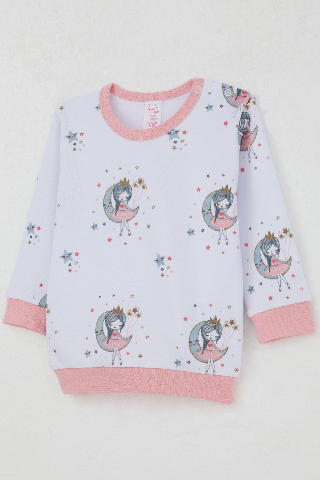 BRE Breeze Baby Girl Tracksuit with Shoulder Snap Dreamy Girl Patterned 4 Months Year, White - Naperville